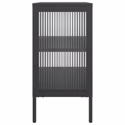 vidaXL Sideboard Storage Cabinet Cupboard Side Cabinet Black Glass and Steel - Additional view 5