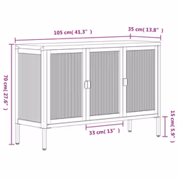 vidaXL Sideboard Storage Cabinet Cupboard Side Cabinet Black Glass and Steel - Additional view 10