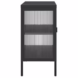 vidaXL Sideboard Storage Cabinet Cupboard Side Cabinet Black Glass and Steel - Additional view 5