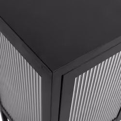 vidaXL Sideboard Storage Cabinet Cupboard Side Cabinet Black Glass and Steel - Additional view 7