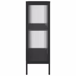 vidaXL Sideboard Storage Cabinet Cupboard Side Cabinet Black Glass and Steel - Additional view 6