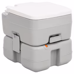 vidaXL Portable Camping Toilet Portable Toilet Grey and White 15+10 L HDPE - 41.5 x 36.5 x 37.5 cm