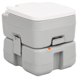 vidaXL Portable Camping Toilet Portable Toilet Grey and White 15+10 L HDPE - 41.5 x 36.5 x 37.5 cm