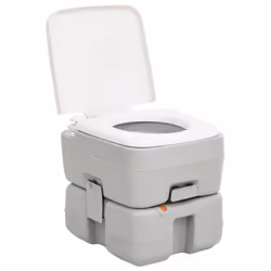 vidaXL Portable Camping Toilet Portable Toilet Grey and White 15+10 L HDPE - 41.5 x 36.5 x 37.5 cm