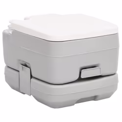 vidaXL Portable Camping Toilet Portable Toilet Grey and White 15+10 L HDPE - 41.5 x 36.5 x 30 cm