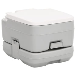 vidaXL Portable Camping Toilet Portable Toilet Grey and White 15+10 L HDPE - 41.5 x 36.5 x 30 cm