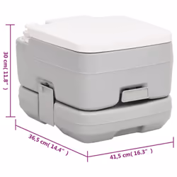 vidaXL Portable Camping Toilet Portable Toilet Grey and White 15+10 L HDPE - 41.5 x 36.5 x 30 cm