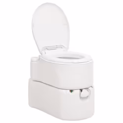 vidaXL Integrated Camping Toilet Outdoor Portable Toilet White HDPE and Steel - enamel