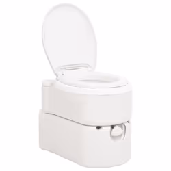 vidaXL Integrated Camping Toilet Outdoor Portable Toilet White HDPE and Steel - plastic