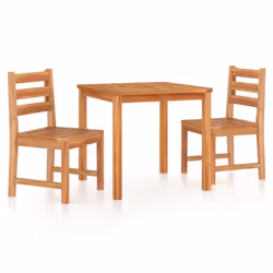 vidaXL Solid Wood Teak Garden Dining Set 3/5 Piece 110x110x77 cm/80x80x77 cm - 80 x 80 x 77 cm/ 3 piece