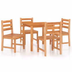 vidaXL Solid Wood Teak Garden Dining Set 3/5 Piece 110x110x77 cm/80x80x77 cm - 80 x 80 x 77 cm/ 5 piece