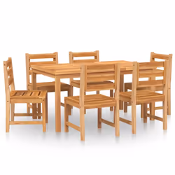 vidaXL Solid Wood Teak Garden Dining Set Dining Table Chair Multi Sizes/Models - 150 cm table length, 6x chair + table