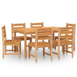 vidaXL Solid Wood Teak Garden Dining Set Dining Table Chair Multi Sizes/Models - 150 cm table length, 6x chair + table