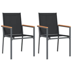 vidaXL Garden Chairs Outdoor Chair Seat Armchair Black Textilene and Steel - 2 pcs
