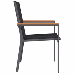 vidaXL Garden Chairs Outdoor Chair Seat Armchair Black Textilene and Steel - 2 pcs - Additional view 4