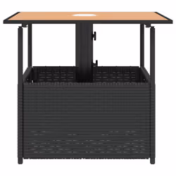 vidaXL Garden Table with Parasol Hole Outdoor Table Side Table Poly Rattan - black - Additional view 4