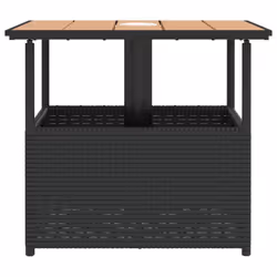 vidaXL Garden Table with Parasol Hole Outdoor Table Side Table Poly Rattan - black - Additional view 5