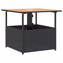 vidaXL Garden Table with Parasol Hole Outdoor Table Side Table Poly Rattan - black - Additional view 6
