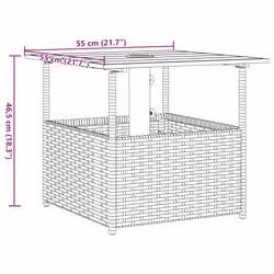 vidaXL Garden Table with Parasol Hole Outdoor Table Side Table Poly Rattan - black - Additional view 8