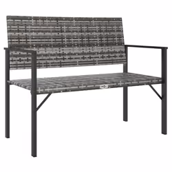 vidaXL 2-Seater Garden Bench Outdoor Bench Seat Patio Dining Bench Poly Rattan - grey
