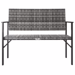 vidaXL 2-Seater Garden Bench Outdoor Bench Seat Patio Dining Bench Poly Rattan - grey