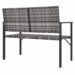 vidaXL 2-Seater Garden Bench Outdoor Bench Seat Patio Dining Bench Poly Rattan - grey - Additional view 4