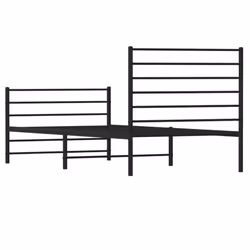 vidaXL Metal Bed Frame with Headboard Bed Base Mattress Foundation Bedstead - black, 80 x 200 cm/with headboard & footboard - Additional view 8