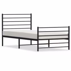 vidaXL Metal Bed Frame with Headboard Bed Base Mattress Foundation Bedstead - black, 90 x 190 cm/with headboard & footboard - Additional view 2