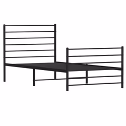 vidaXL Metal Bed Frame with Headboard Bed Base Mattress Foundation Bedstead - black, 90 x 190 cm/with headboard & footboard - Additional view 5
