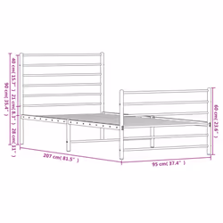 vidaXL Metal Bed Frame with Headboard Bed Base Mattress Foundation Bedstead - black, 90 x 200 cm/with headboard & footboard - Additional view 10