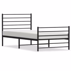 vidaXL Metal Bed Frame with Headboard Bed Base Mattress Foundation Bedstead - black, 90 x 200 cm/with headboard & footboard - Additional view 2