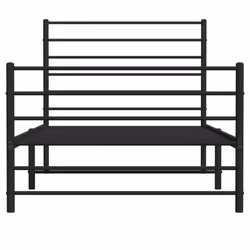 vidaXL Metal Bed Frame with Headboard Bed Base Mattress Foundation Bedstead - black, 90 x 200 cm/with headboard & footboard - Additional view 6