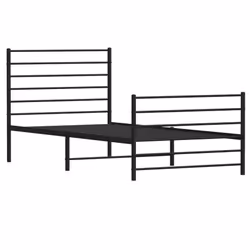 vidaXL Metal Bed Frame with Headboard Bed Base Mattress Foundation Bedstead - black, 100 x 190 cm/with headboard & footboard - Additional view 5