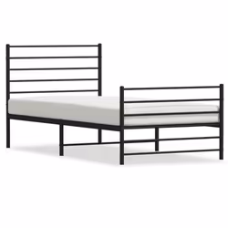 vidaXL Metal Bed Frame with Headboard Bed Base Mattress Foundation Bedstead - black, 100 x 200 cm/with headboard & footboard - Additional view 2