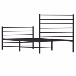 vidaXL Metal Bed Frame with Headboard Bed Base Mattress Foundation Bedstead - black, 100 x 200 cm/with headboard & footboard - Additional view 8