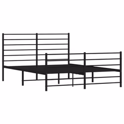 vidaXL Metal Bed Frame with Headboard Bed Base Mattress Foundation Bedstead - black, 120 x 190 cm/with headboard & footboard - Additional view 4