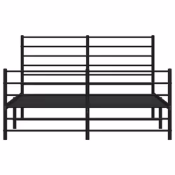 vidaXL Metal Bed Frame with Headboard Bed Base Mattress Foundation Bedstead - black, 140 x 190 cm/with headboard & footboard - Additional view 5