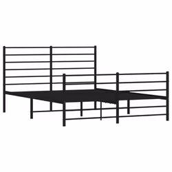vidaXL Metal Bed Frame with Headboard Bed Base Mattress Foundation Bedstead - black, 140 x 200 cm/with headboard & footboard - Additional view 4