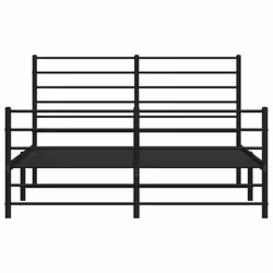 vidaXL Metal Bed Frame with Headboard Bed Base Mattress Foundation Bedstead - black, 140 x 200 cm/with headboard & footboard - Additional view 5