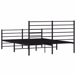 vidaXL Metal Bed Frame with Headboard Bed Base Mattress Foundation Bedstead - black, 140 x 200 cm/with headboard & footboard - Additional view 7