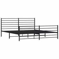 vidaXL Metal Bed Frame with Headboard Bed Base Mattress Foundation Bedstead - black, 183 x 213 cm/with headboard & footboard - Additional view 4