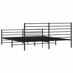 vidaXL Metal Bed Frame with Headboard Bed Base Mattress Foundation Bedstead - black, 183 x 213 cm/with headboard & footboard - Additional view 7