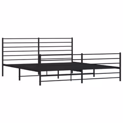 vidaXL Metal Bed Frame with Headboard Bed Base Mattress Foundation Bedstead - black, 193 x 203 cm/with headboard & footboard - Additional view 4