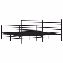 vidaXL Metal Bed Frame with Headboard Bed Base Mattress Foundation Bedstead - black, 193 x 203 cm/with headboard & footboard - Additional view 7