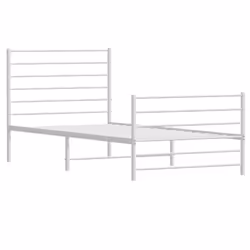 vidaXL Metal Bed Frame with Headboard Bed Base Mattress Foundation Bedstead - white, 90 x 190 cm/with headboard & footboard - Additional view 2