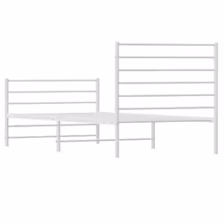 vidaXL Metal Bed Frame with Headboard Bed Base Mattress Foundation Bedstead - white, 90 x 190 cm/with headboard & footboard - Additional view 3