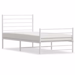 vidaXL Metal Bed Frame with Headboard Bed Base Mattress Foundation Bedstead - white, 90 x 190 cm/with headboard & footboard - Additional view 5