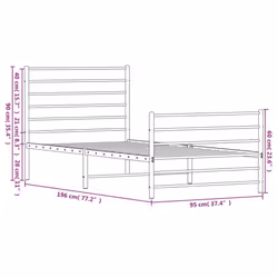 vidaXL Metal Bed Frame with Headboard Bed Base Mattress Foundation Bedstead - white, 90 x 190 cm/with headboard & footboard - Additional view 7