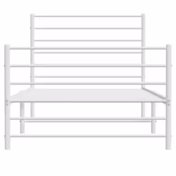 vidaXL Metal Bed Frame with Headboard Bed Base Mattress Foundation Bedstead - white, 90 x 190 cm/with headboard & footboard - Additional view 8