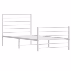 vidaXL Metal Bed Frame with Headboard Bed Base Mattress Foundation Bedstead - white, 100 x 200 cm/with headboard & footboard - Additional view 5